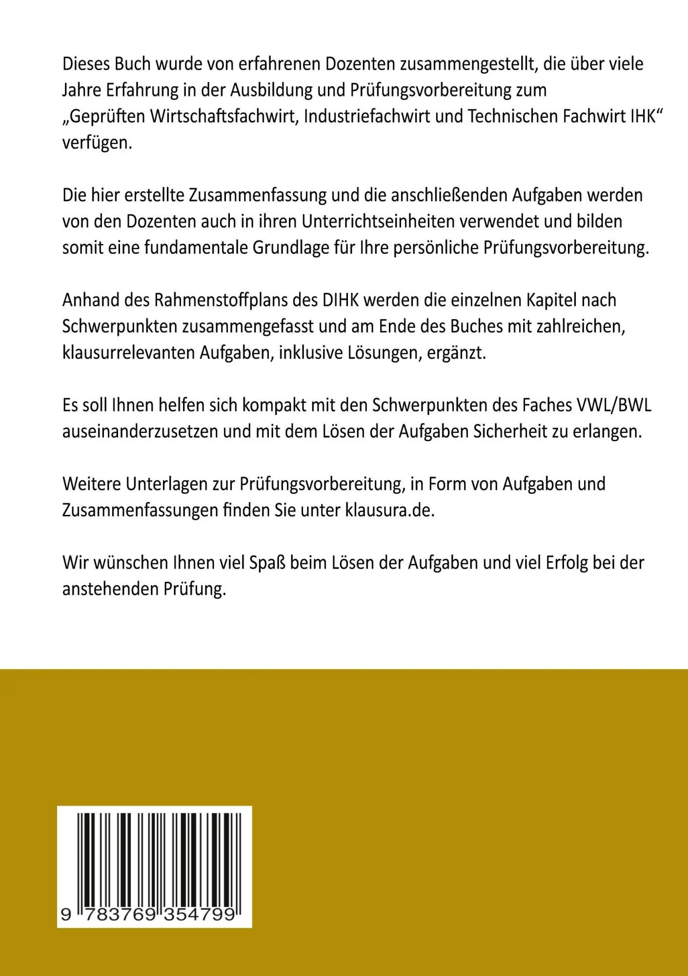 Rückseite: 9783769354799 | Fachwirt kompakt VWL/BWL | Geprüfte Fachwirte IHK | M. Fischer (u. a.)