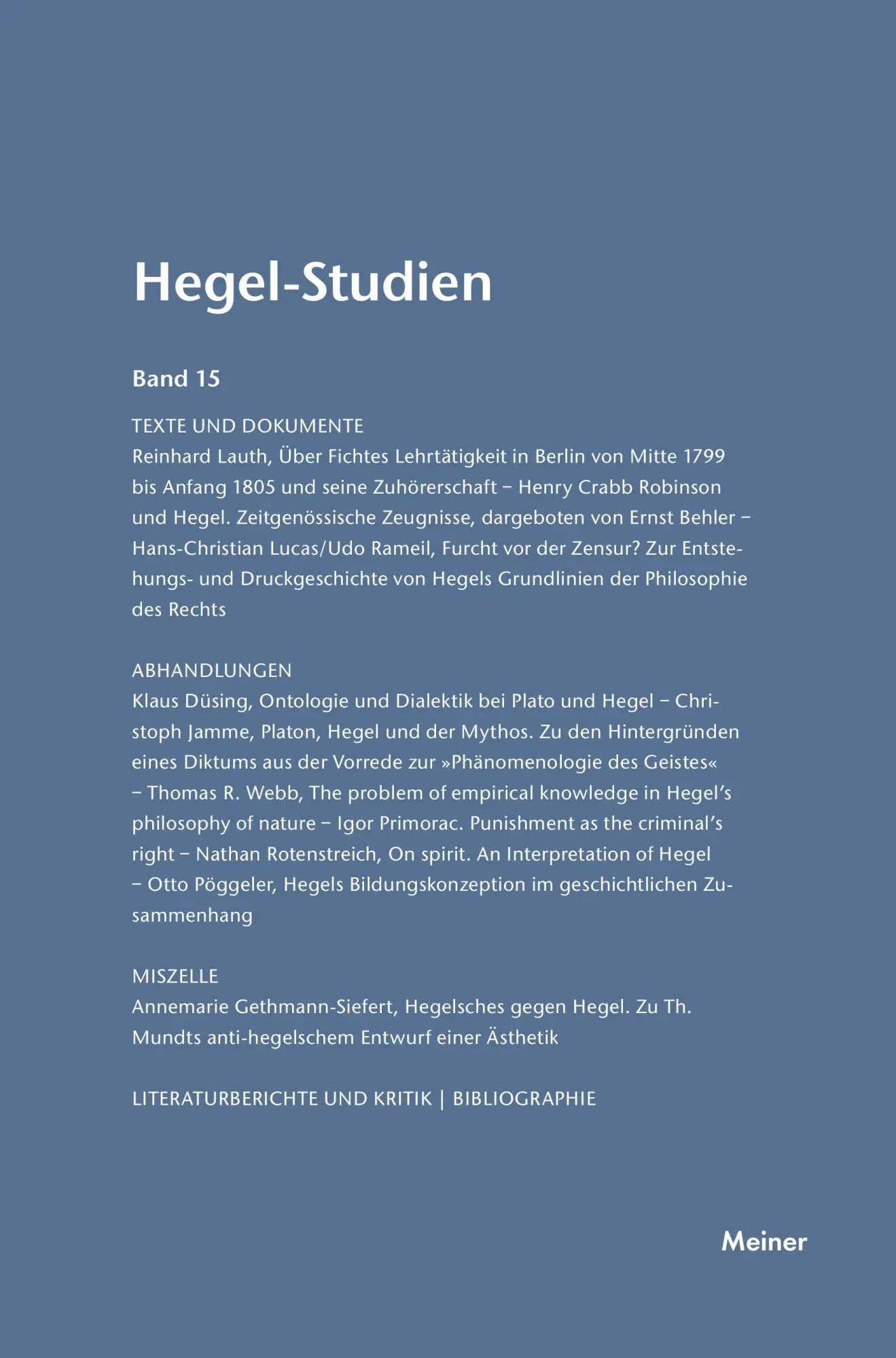 Cover: 9783787314799 | Hegel-Studien / Hegel-Studien | Otto Pöggeler (u. a.) | Taschenbuch