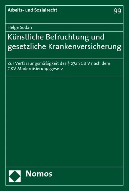 Cover: 9783832924799 | Künstliche Befruchtung und gesetzliche Krankenversicherung | Sodan