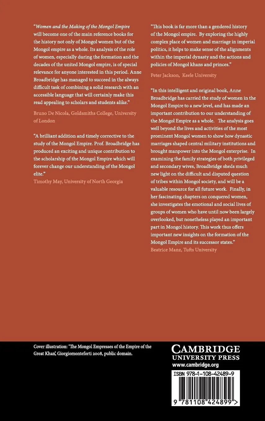 Rückseite: 9781108424899 | Women and the Making of the Mongol Empire | Anne F. Broadbridge | Buch