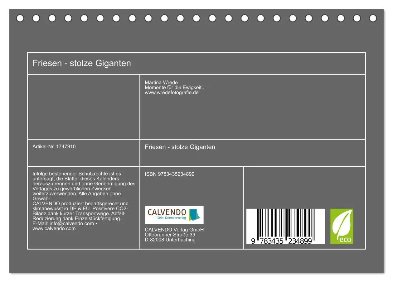 Bild: 9783435234899 | Friesen - stolze Giganten (Tischkalender 2025 DIN A5 quer),...
