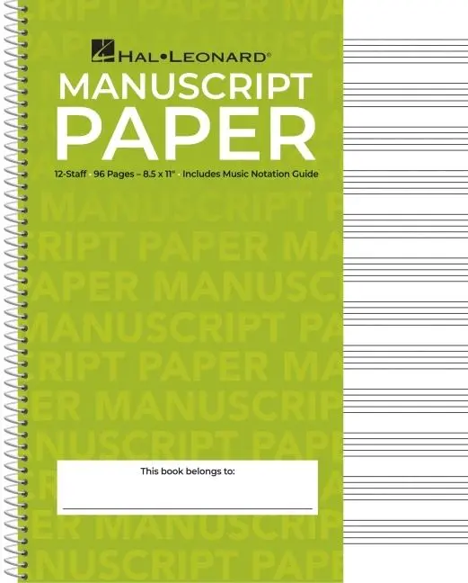 Cover: 9780881884999 | Standard Wirebound Manuscript Paper Green Cover 12 Staves Per Page...