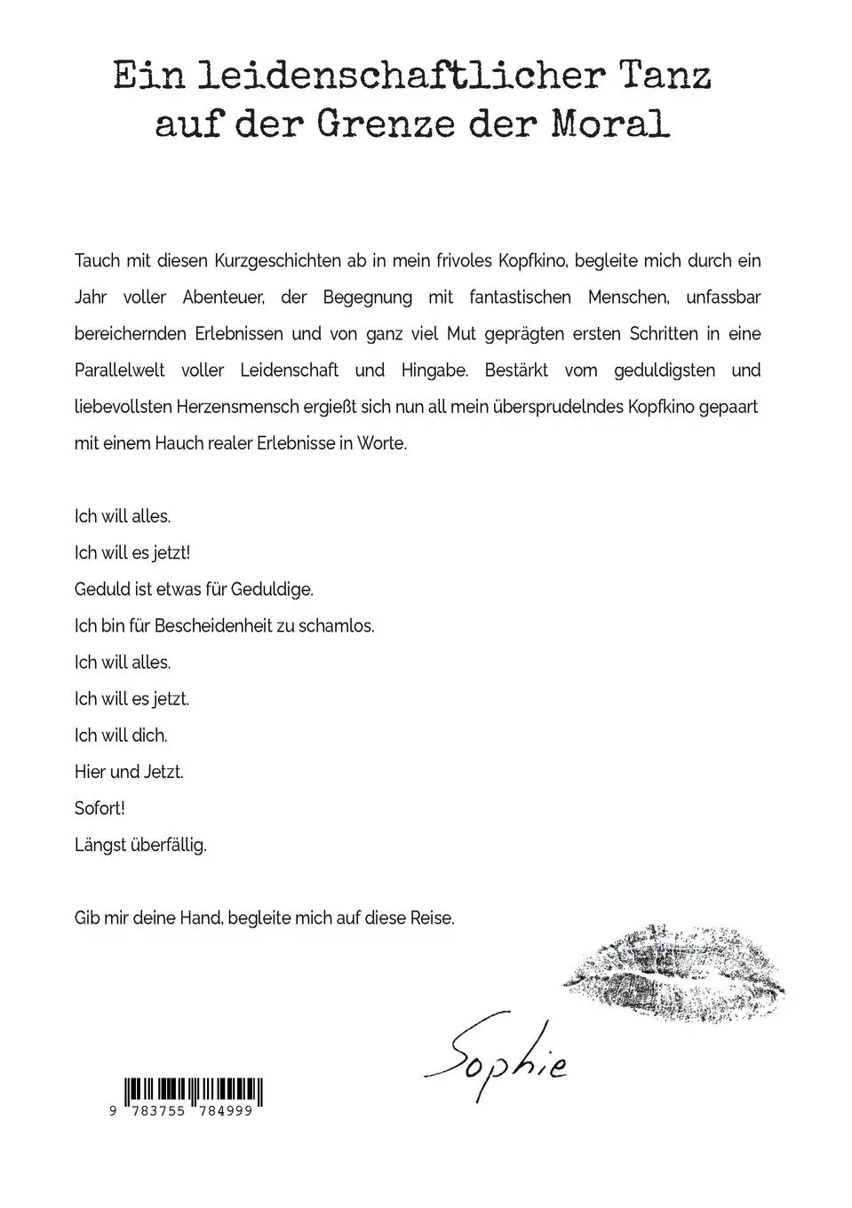 Rückseite: 9783755784999 | Sinnesrausch | Frivoles Kopfkino | Sophie Frey | Taschenbuch | 94 S.