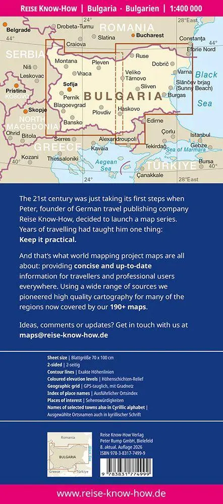 Bild: 9783831774999 | Reise Know-How Landkarte Bulgarien Bulgaria (1:400.000) | (Land-)Karte