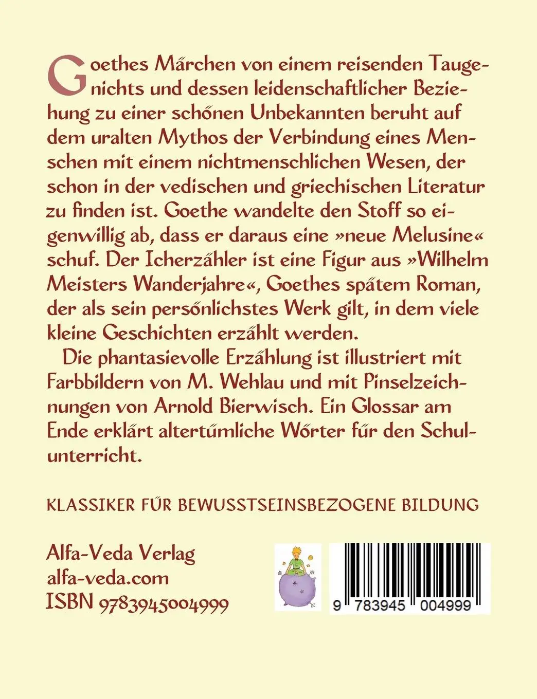 Rückseite: 9783945004999 | Die neue Melusine | Johann Wolfgang von Goethe | Taschenbuch | 56 S.