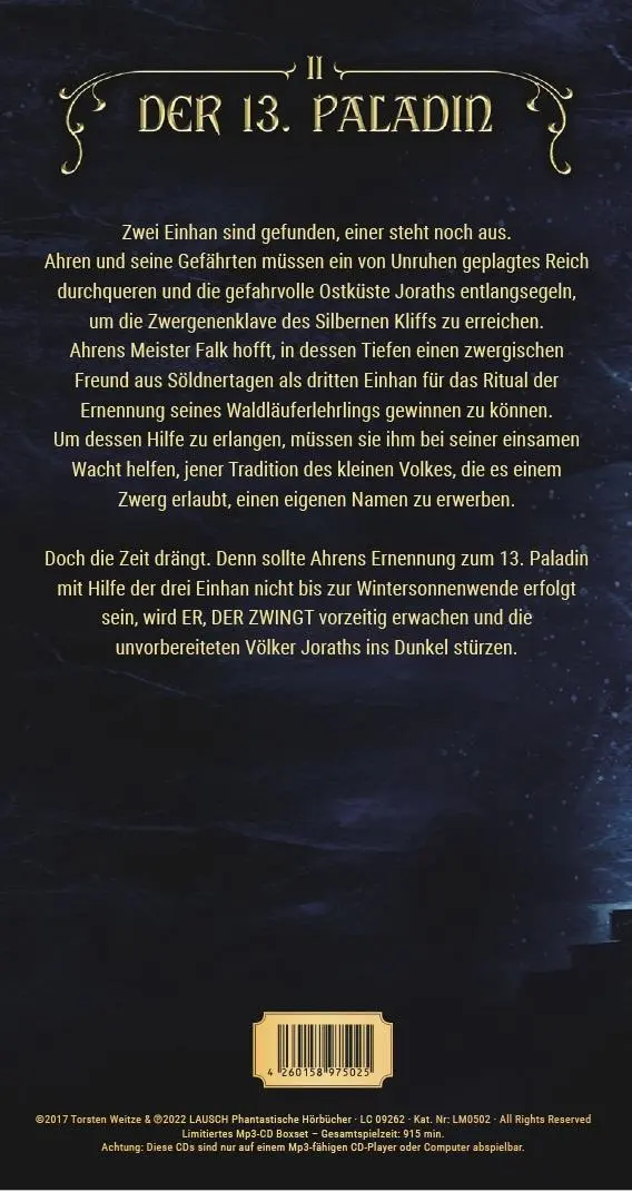 Rückseite: 9783989424999 | Die Ernennung: Der 13. Paladin Band II | Torsten Weitze | Audio-CD