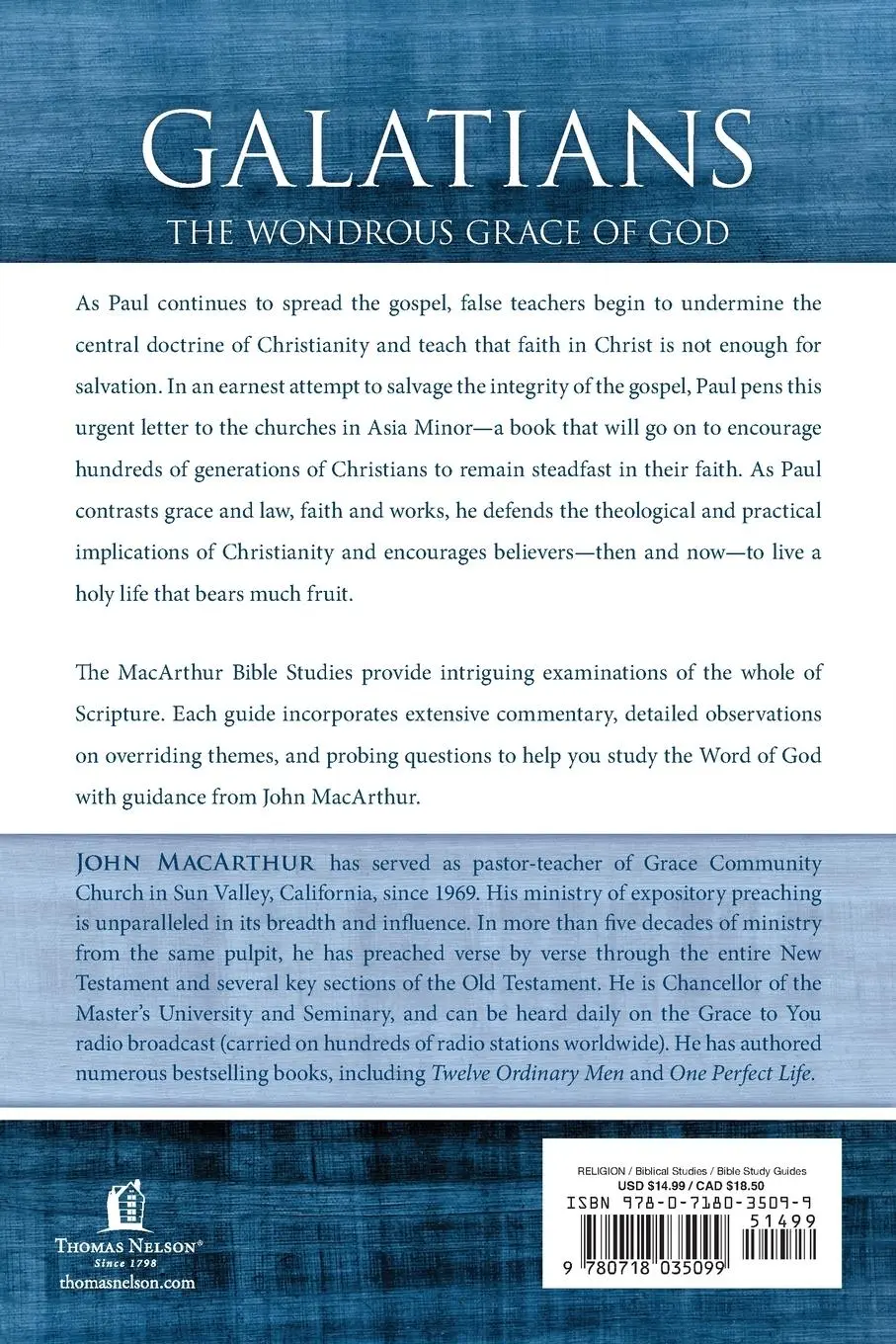 Rückseite: 9780718035099 | Galatians | The Wondrous Grace of God | John F. Macarthur | Buch