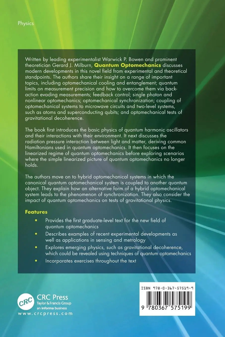 Rückseite: 9780367575199 | Quantum Optomechanics | Warwick P. Bowen (u. a.) | Taschenbuch | 2020