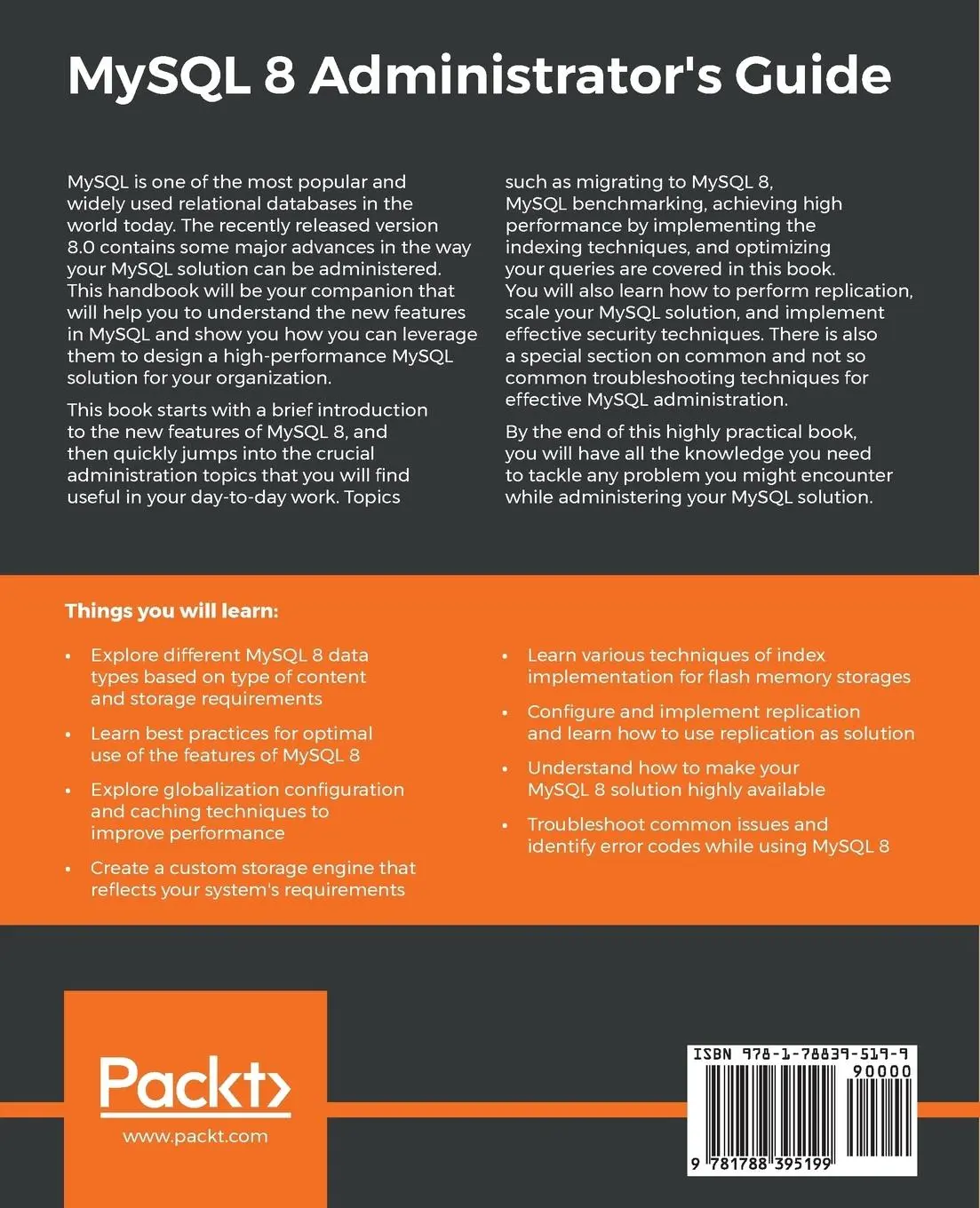 Rückseite: 9781788395199 | MySQL 8 Administrator's Guide | Chintan Mehta (u. a.) | Taschenbuch