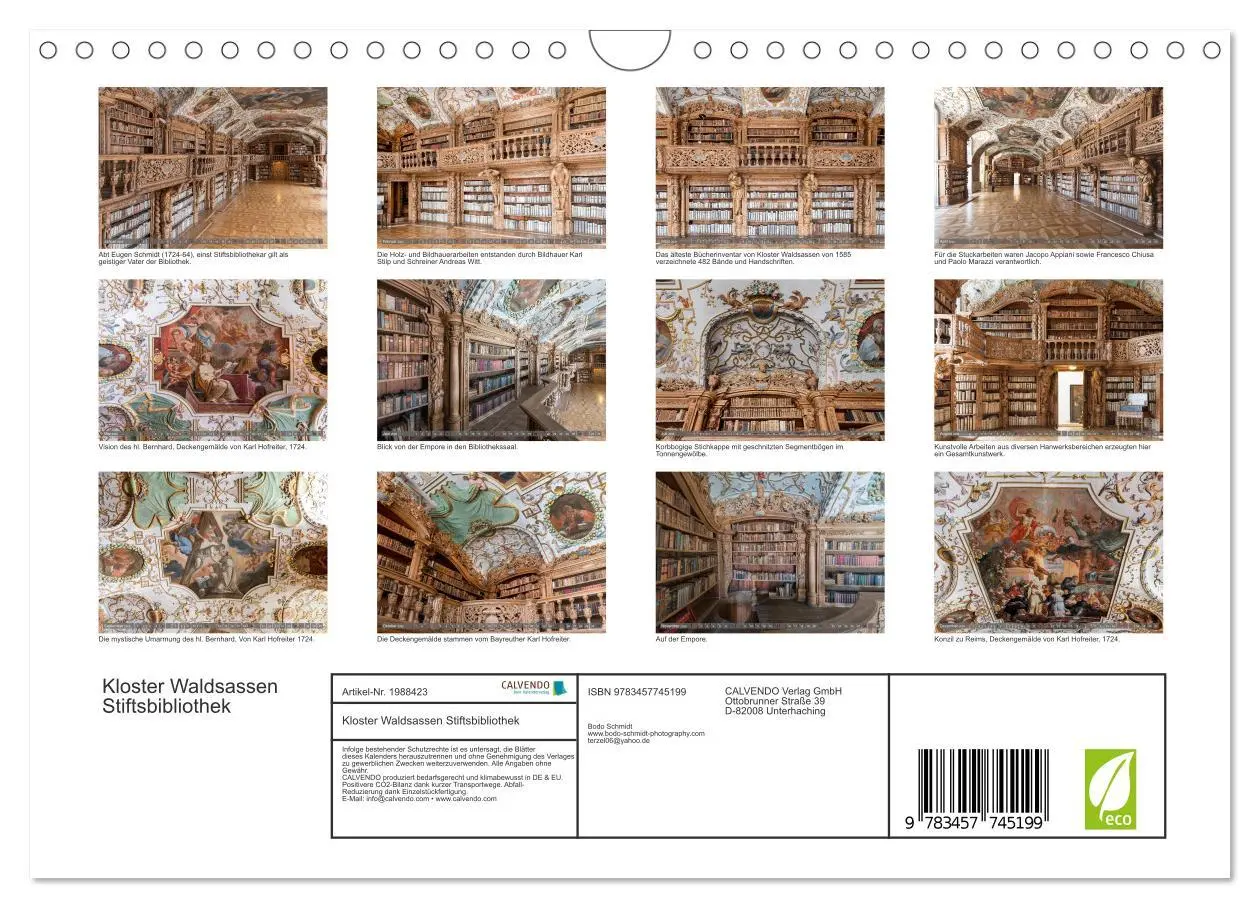 Bild: 9783457745199 | Kloster Waldsassen Stiftsbibliothek (Wandkalender 2026 DIN A4...