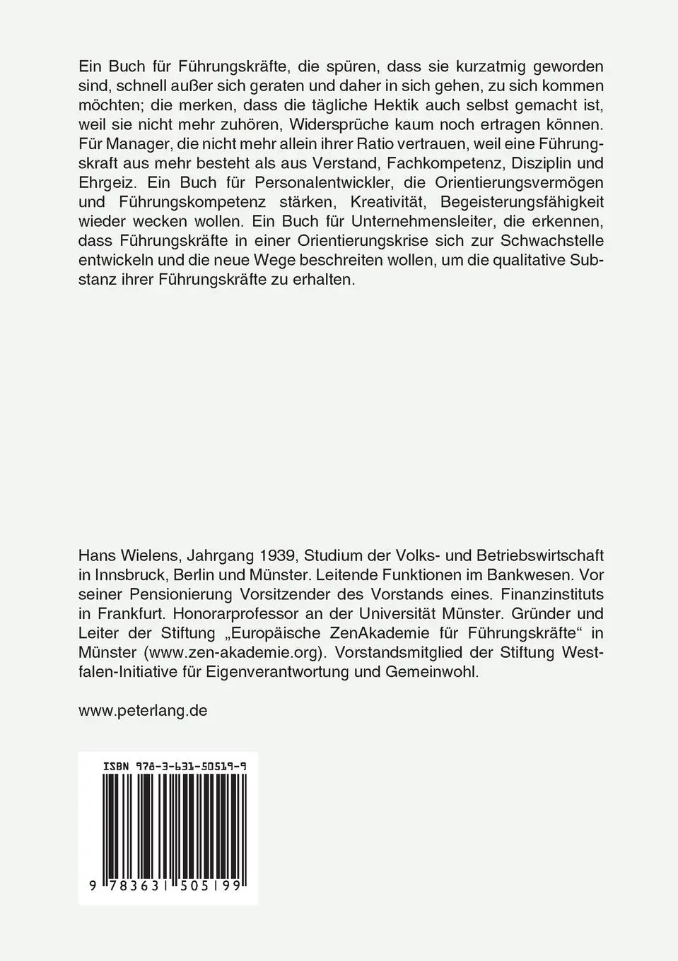 Rückseite: 9783631505199 | Führen und Meditieren | Aufbruch in ein neues Bewusstsein | Wielens