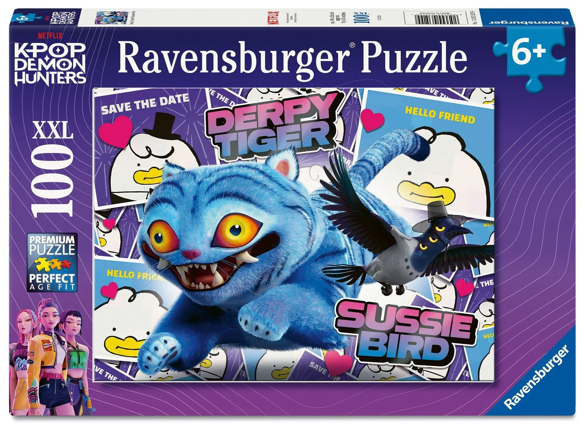Kinderpuzzle 100 XXL Teile - KPop Demon Hunters - Derpy Tiger & Sussie Bird