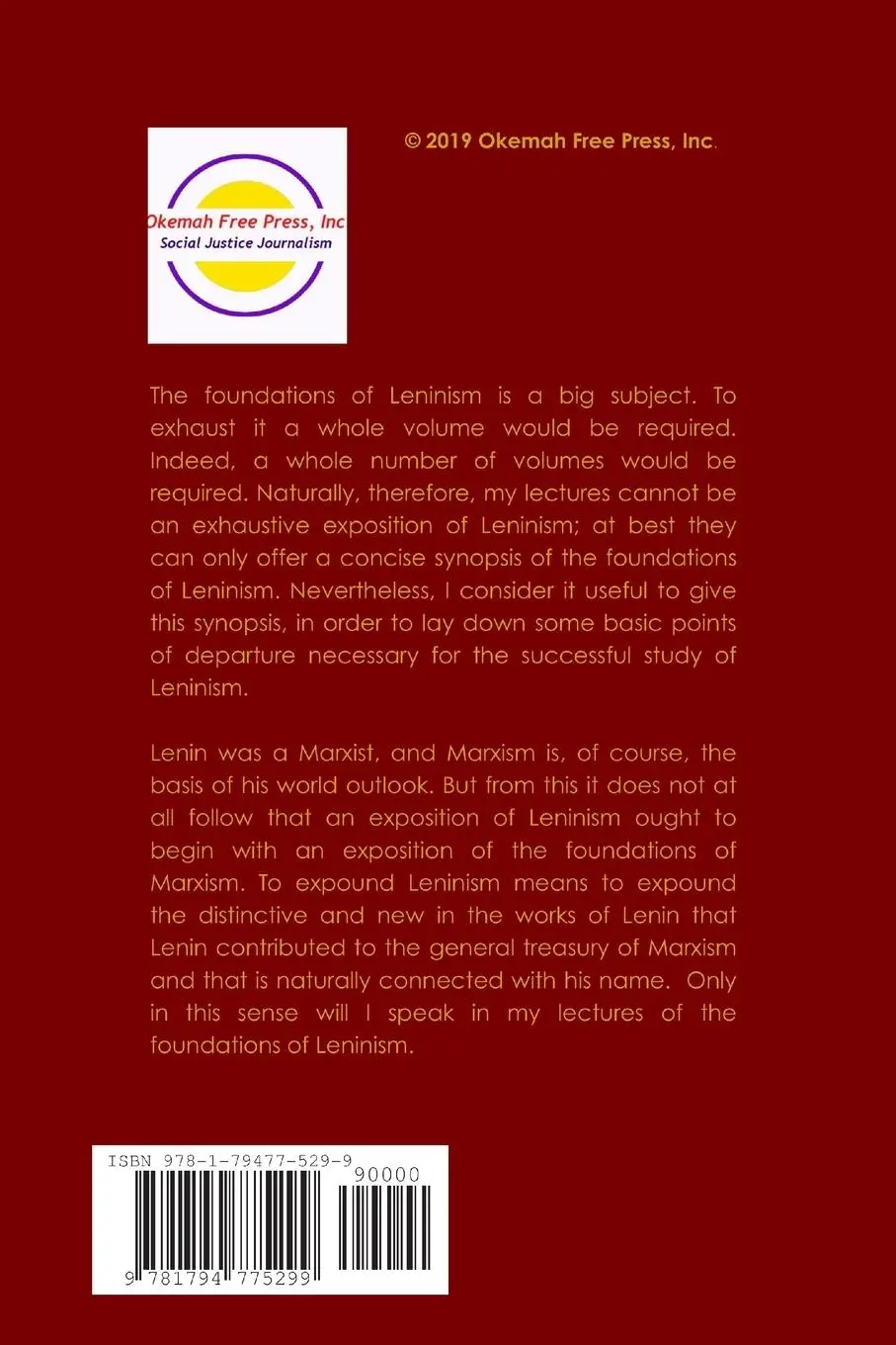 Rückseite: 9781794775299 | Foundations of Leninism | J. V. Stalin | Taschenbuch | Englisch | 2019
