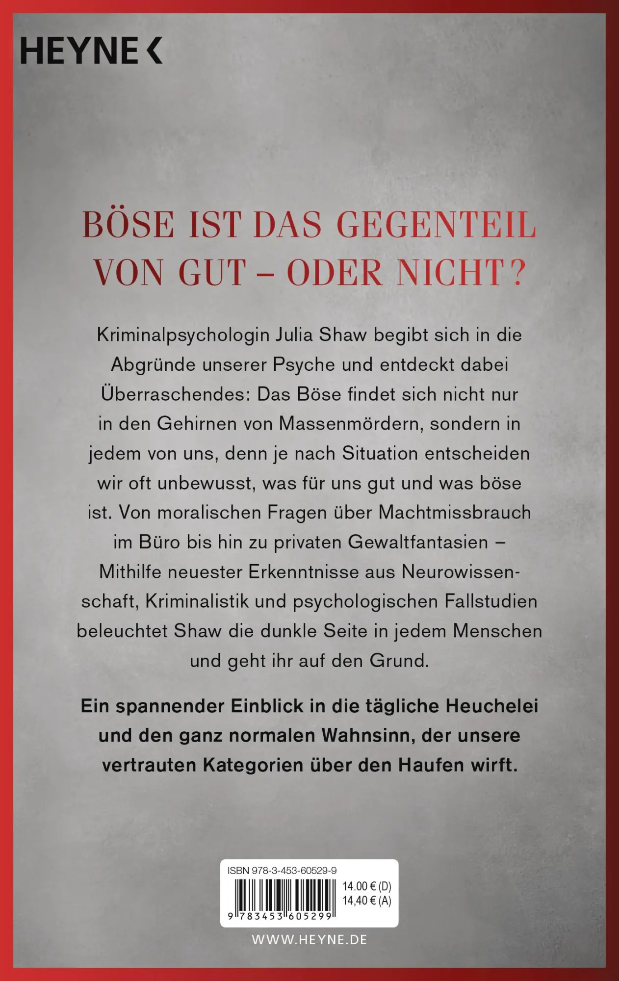 Bild: 9783453605299 | Böse | Die Psychologie unserer Abgründe | Julia Shaw | Taschenbuch