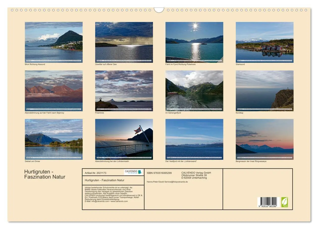 Bild: 9783516065299 | Hurtigruten - Faszination Natur (Wandkalender 2026 DIN A2 quer),...