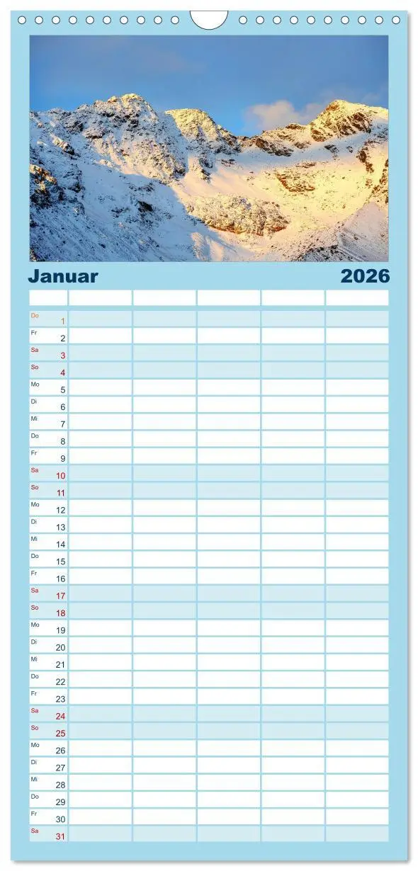 Bild: 9783516515299 | Familienplaner 2026 - Traumhafte Bergwelt Kalender mit 5 Spalten...