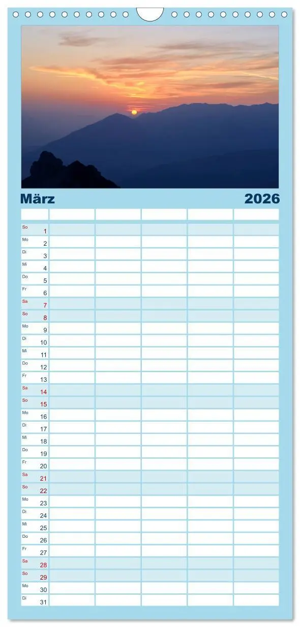 Bild: 9783516515299 | Familienplaner 2026 - Traumhafte Bergwelt Kalender mit 5 Spalten...