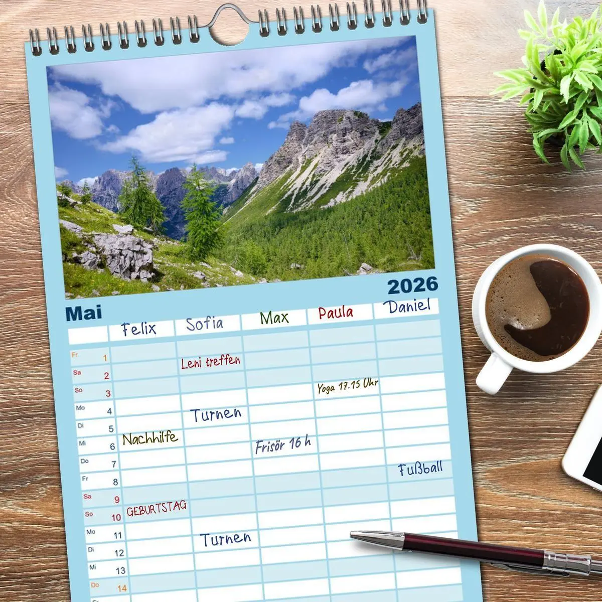 Bild: 9783516515299 | Familienplaner 2026 - Traumhafte Bergwelt Kalender mit 5 Spalten...