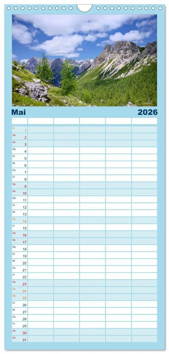 Bild: 9783516515299 | Familienplaner 2026 - Traumhafte Bergwelt Kalender mit 5 Spalten...