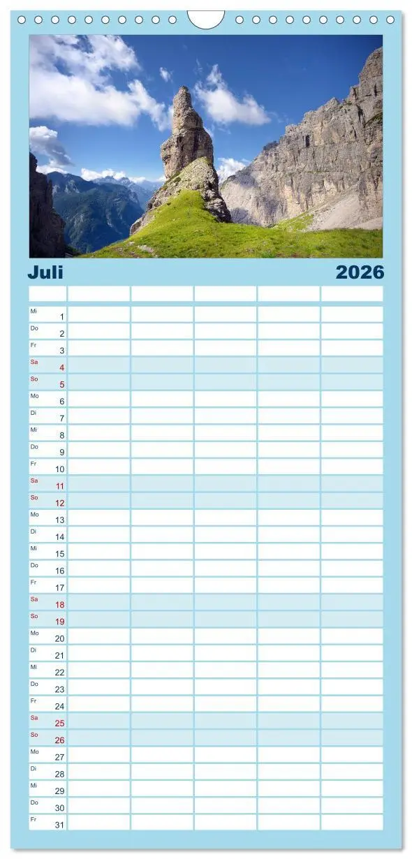 Bild: 9783516515299 | Familienplaner 2026 - Traumhafte Bergwelt Kalender mit 5 Spalten...