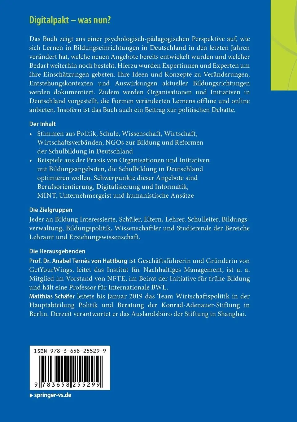 Rückseite: 9783658255299 | Digitalpakt - was nun? | Matthias Schäfer (u. a.) | Taschenbuch | xxx