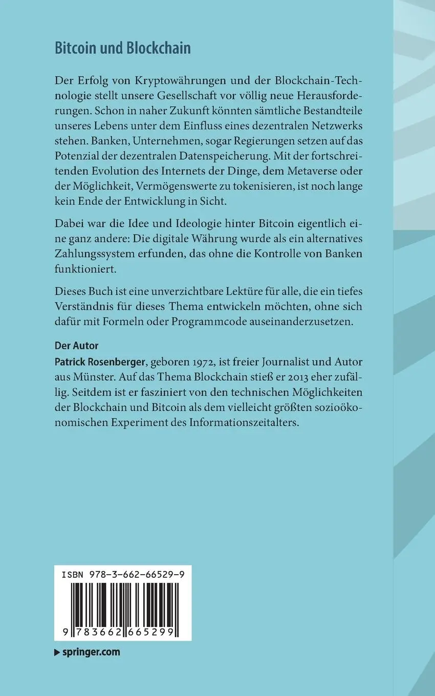 Rückseite: 9783662665299 | Bitcoin und Blockchain | Patrick Rosenberger | Taschenbuch | XIV