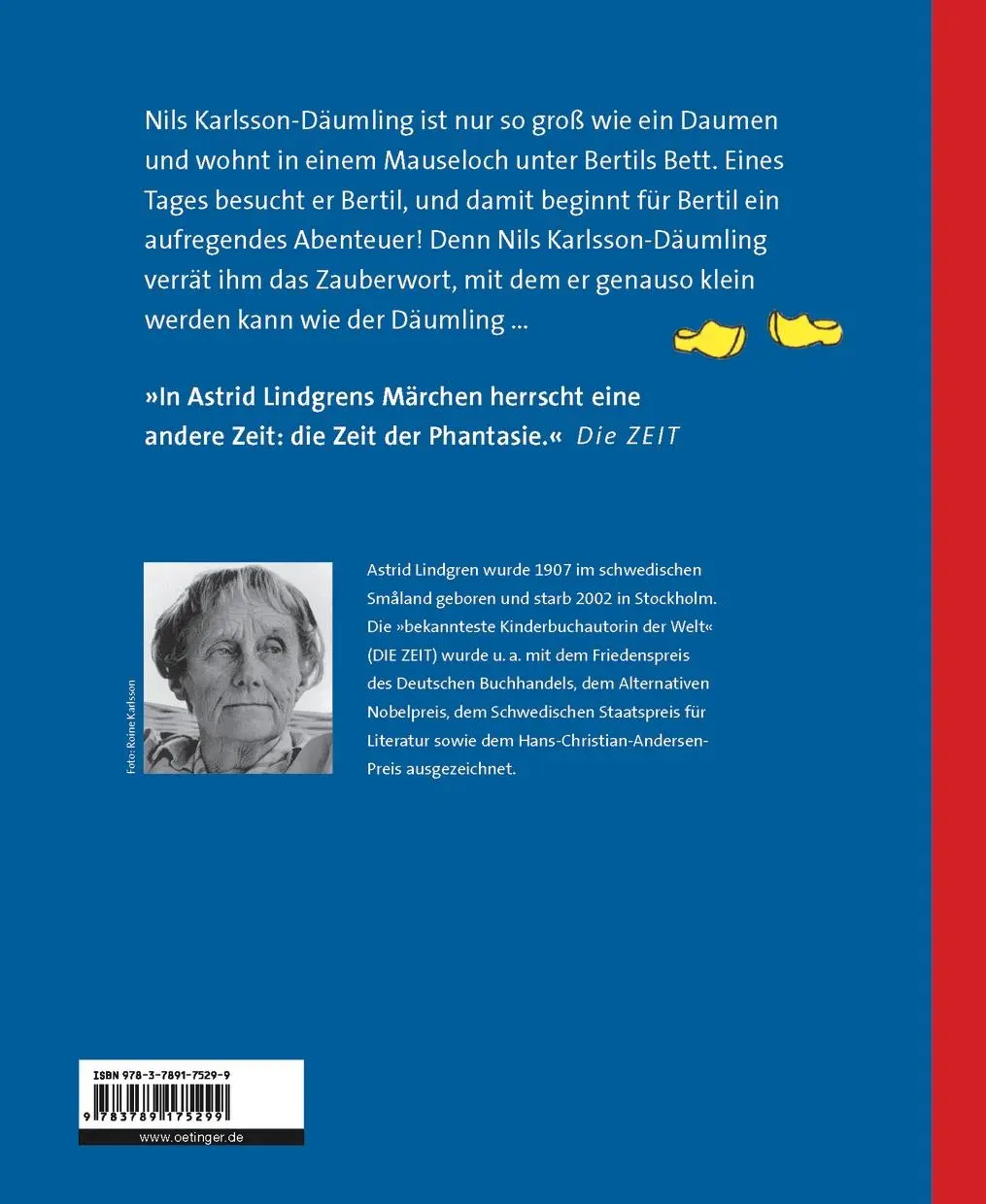 Rückseite: 9783789175299 | Nils Karlsson-Däumling | Astrid Lindgren | Buch | 32 S. | Deutsch