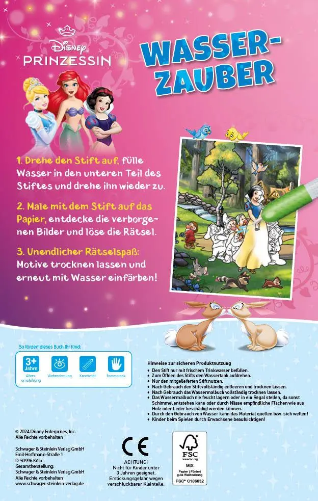 Rückseite: 9783849945299 | Disney Prinzessin Wasserzauber Malbuch - einfach mit Wasser malen