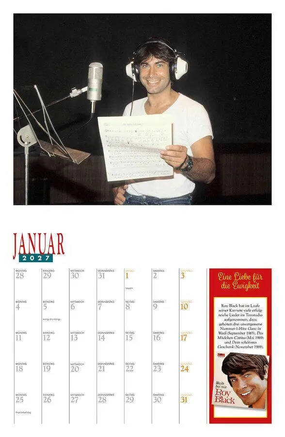 Bild: 9783960585299 | Roy Black Kalender 2027 | Sehnsucht | Kalender | 14 S. | Deutsch