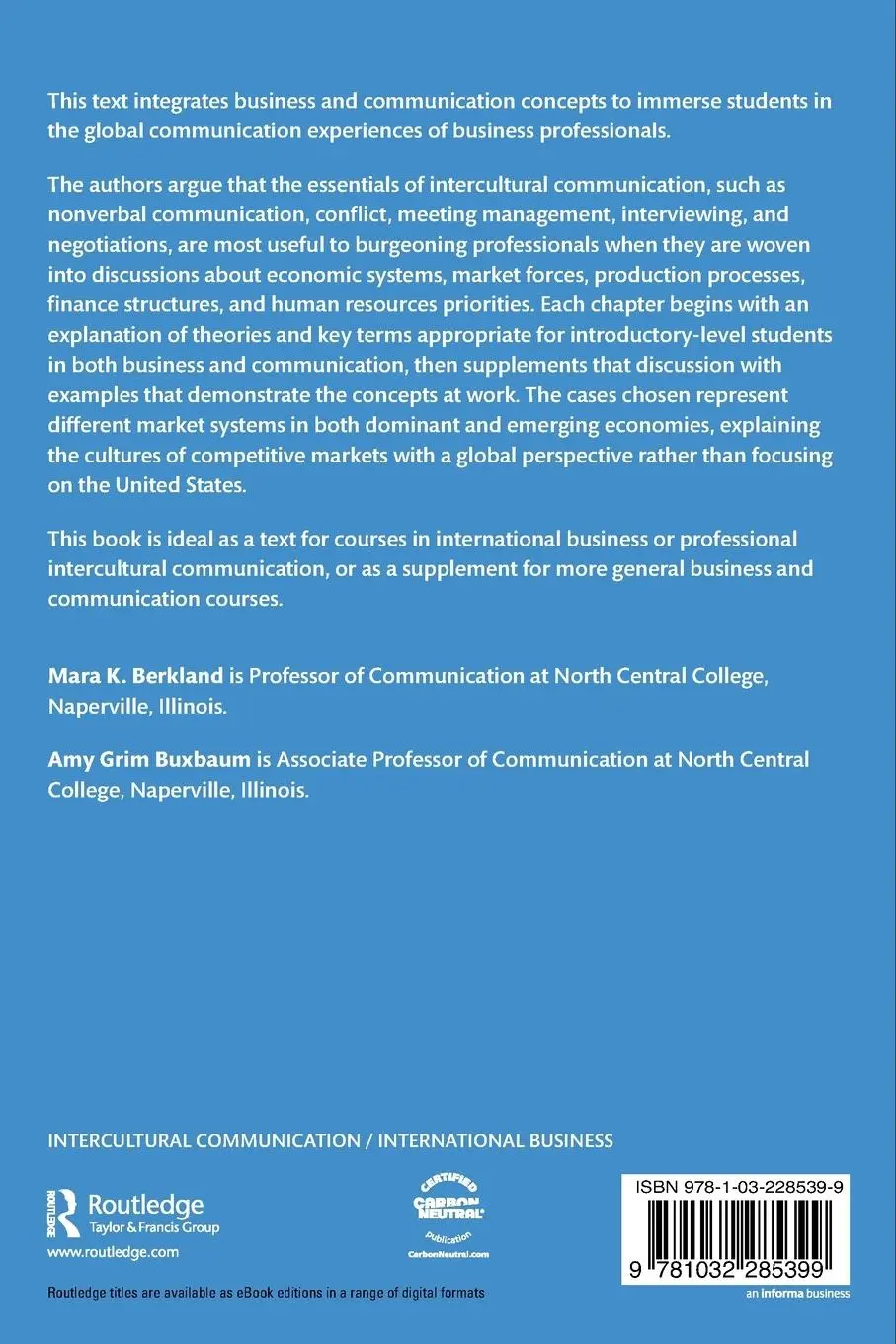 Rückseite: 9781032285399 | Intercultural Communication for the Global Business Professional