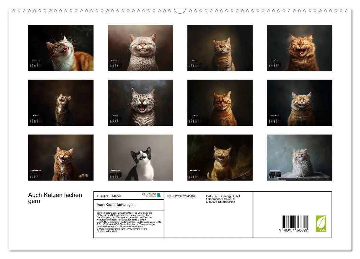 Bild: 9783457345399 | Auch Katzen lachen gern (hochwertiger Premium Wandkalender 2026 DIN...