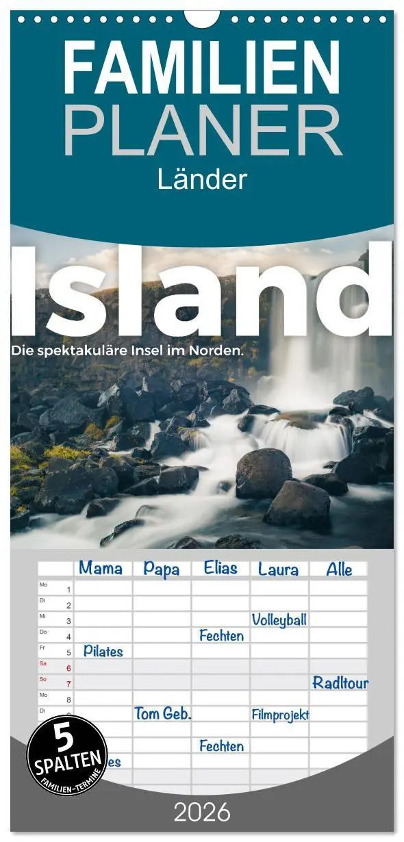 Cover: 9783516505399 | Familienplaner 2026 - Island - Die spektakuläre Insel im Norden....
