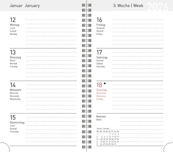 Bild: 9783731885399 | Taschenkalender Wochentimer Small Schwarz 2026 | Verlag Korsch | Buch