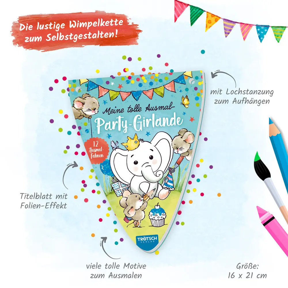 Bild: 9783965525399 | Trötsch Ausmalblock Meine tolle Ausmal-Partygirlande | Co.KG | Buch