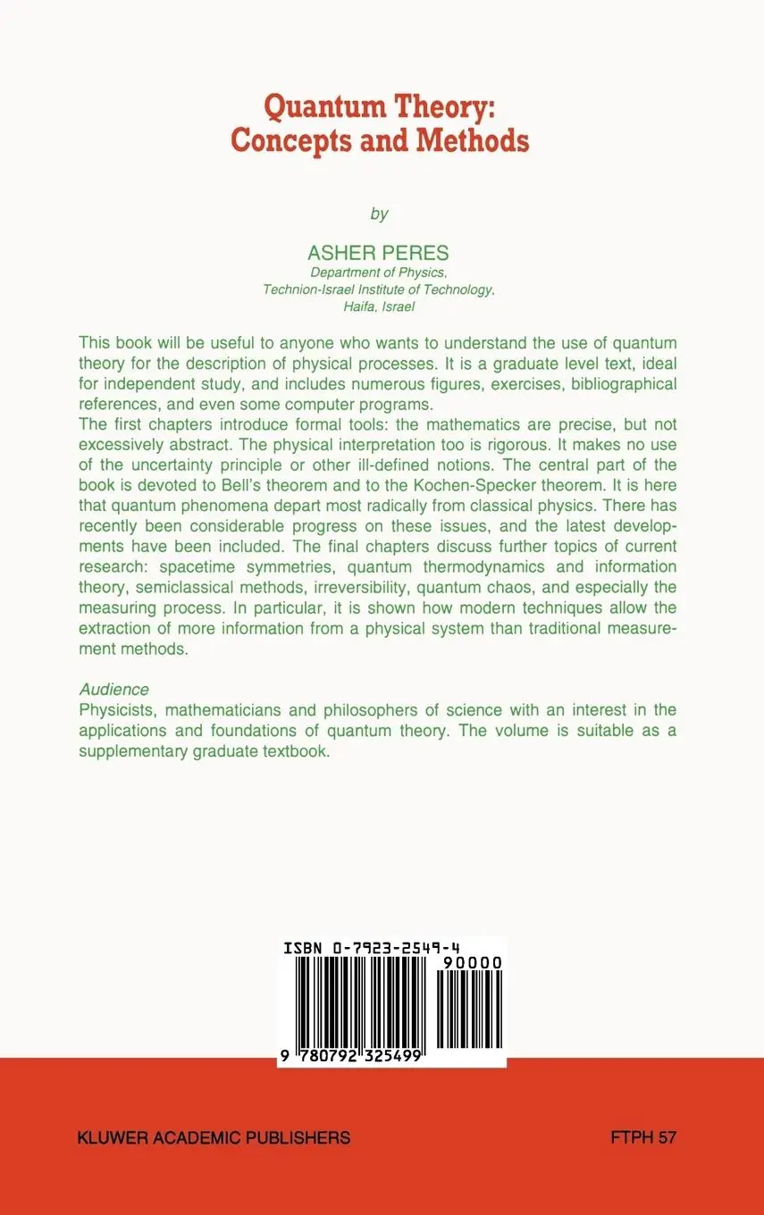 Rückseite: 9780792325499 | Quantum Theory: Concepts and Methods | A. Peres | Buch | xiv | 1993