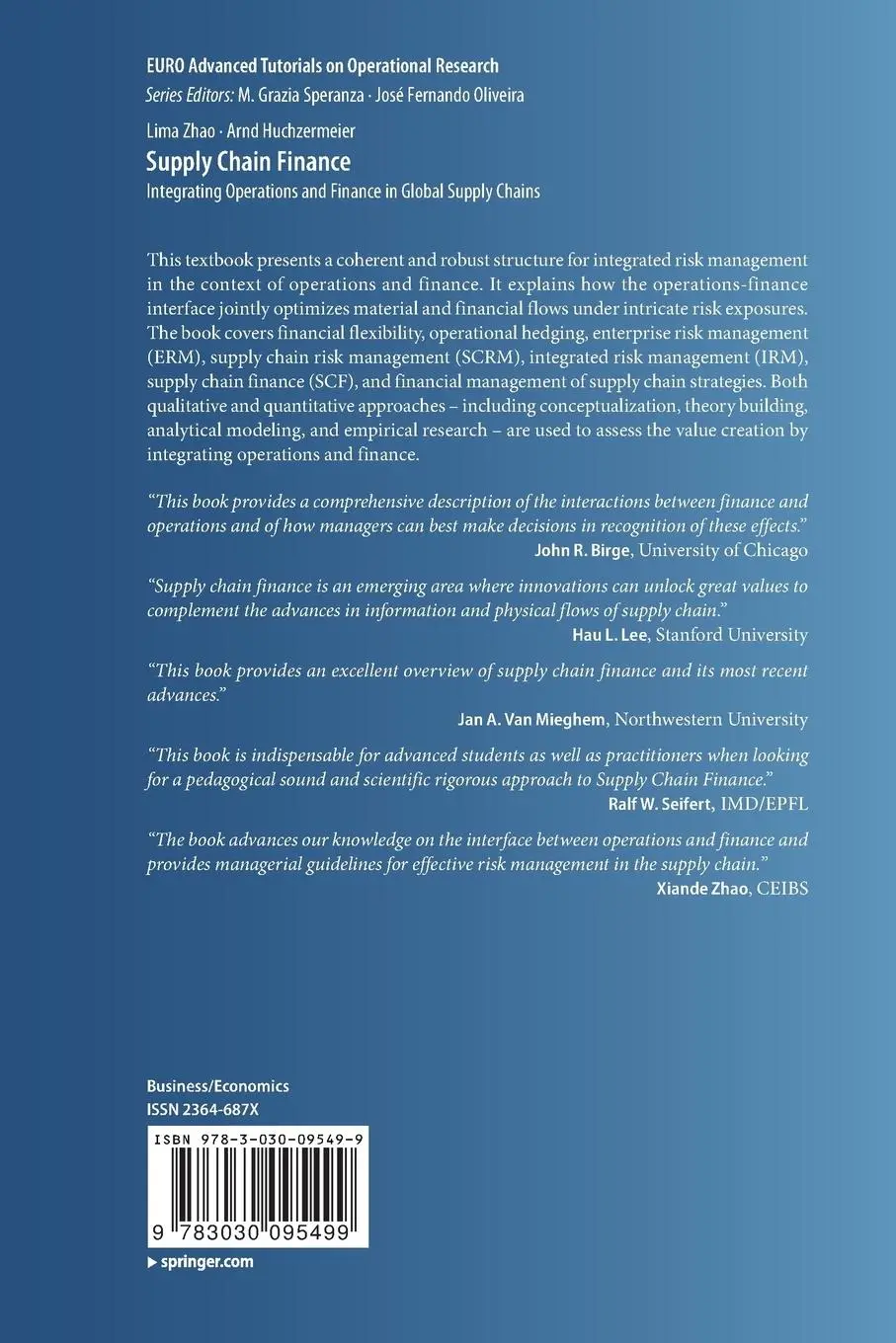 Rückseite: 9783030095499 | Supply Chain Finance | Arnd Huchzermeier (u. a.) | Taschenbuch | xiii
