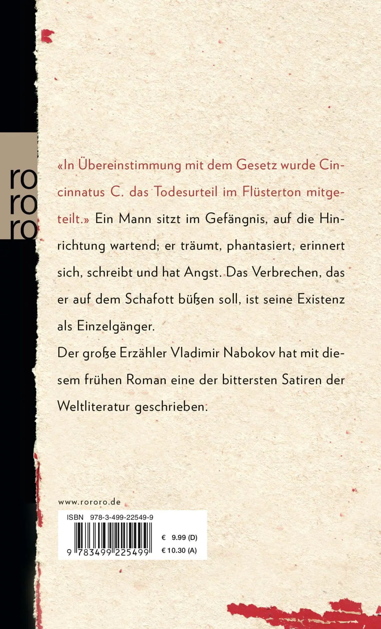 Rückseite: 9783499225499 | Einladung zur Enthauptung | Vladimir Nabokov | Taschenbuch | 270 S.