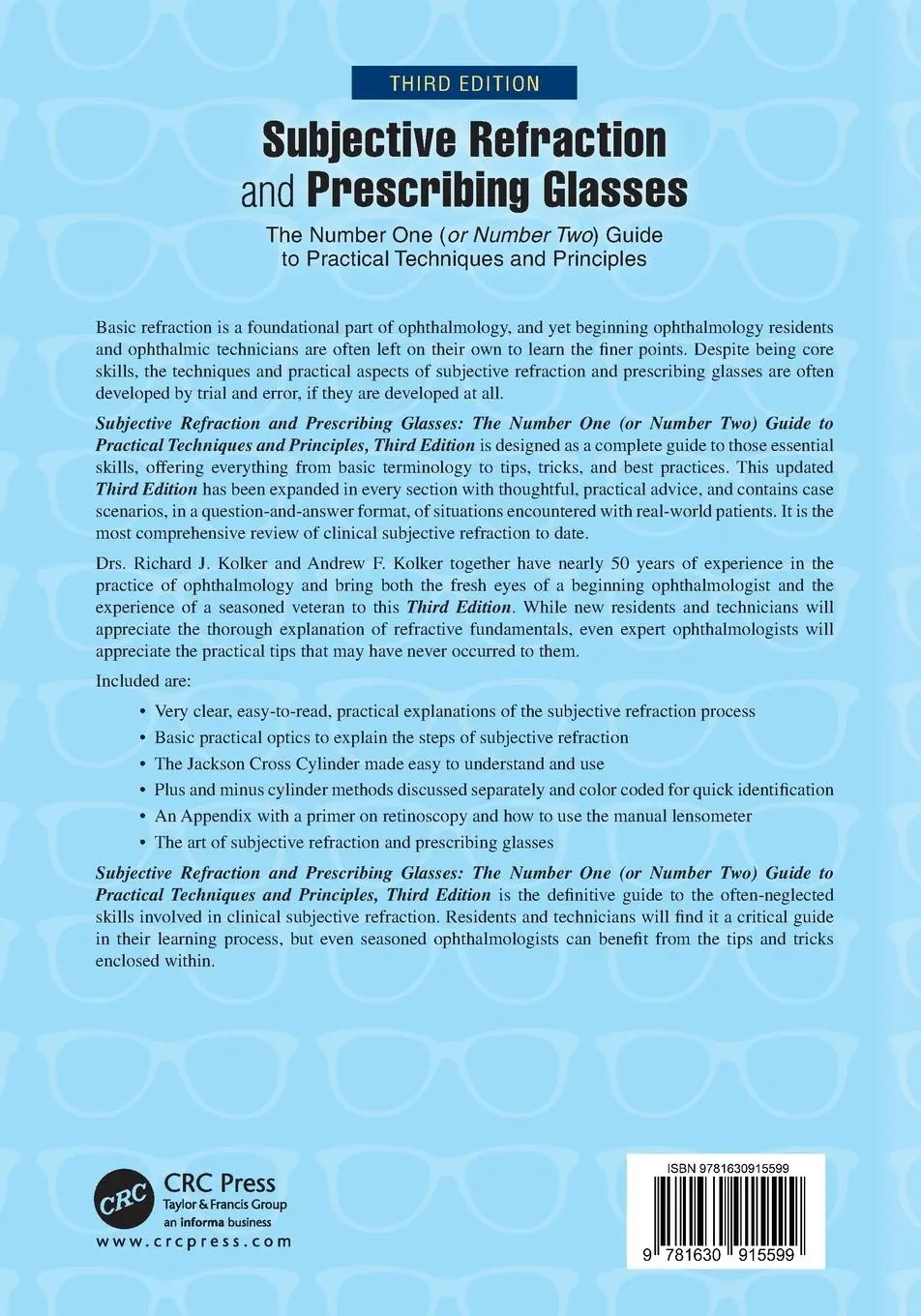 Rückseite: 9781630915599 | Subjective Refraction and Prescribing Glasses | Richard Kolker | Buch