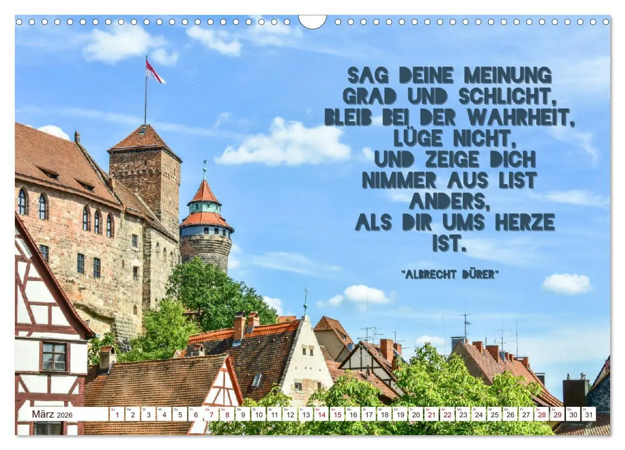 Bild: 9783457565599 | Nürnberg mit Zitaten von Albrecht Dürer (Wandkalender 2026 DIN A3...