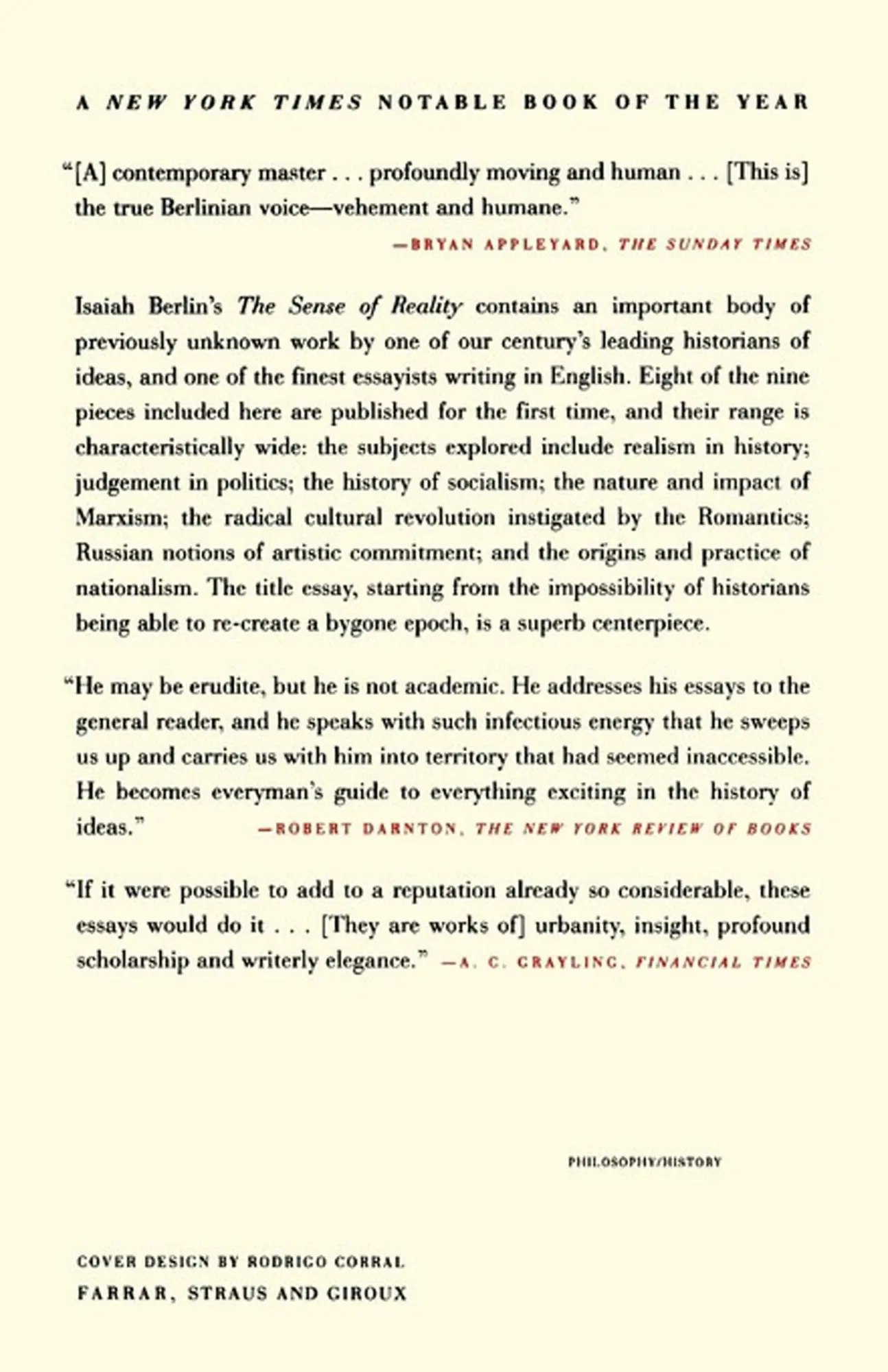 Rückseite: 9780374525699 | The Sense of Reality | Studies in Ideas and Their History | Berlin