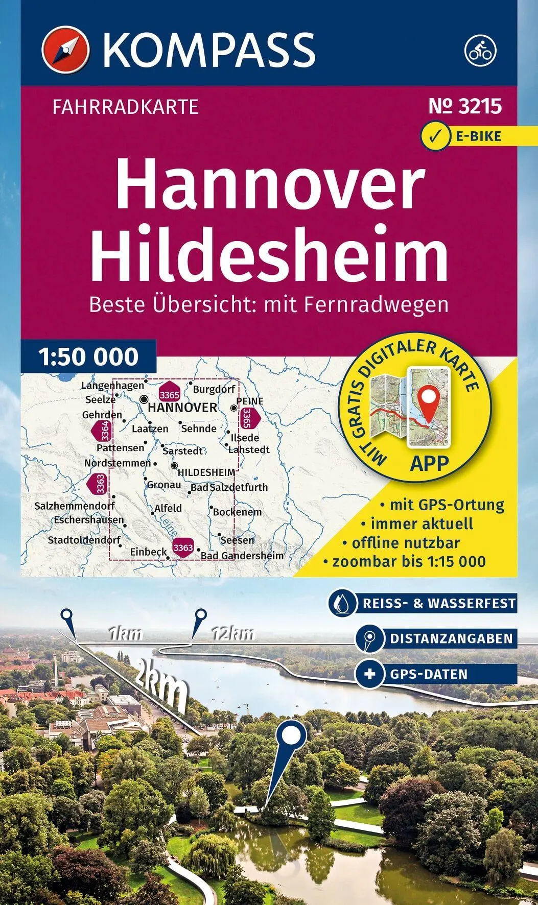 Cover: 9783991545699 | KOMPASS Fahrradkarte 3215 Hannover, Hildesheim 1:50.000 | (Land-)Karte