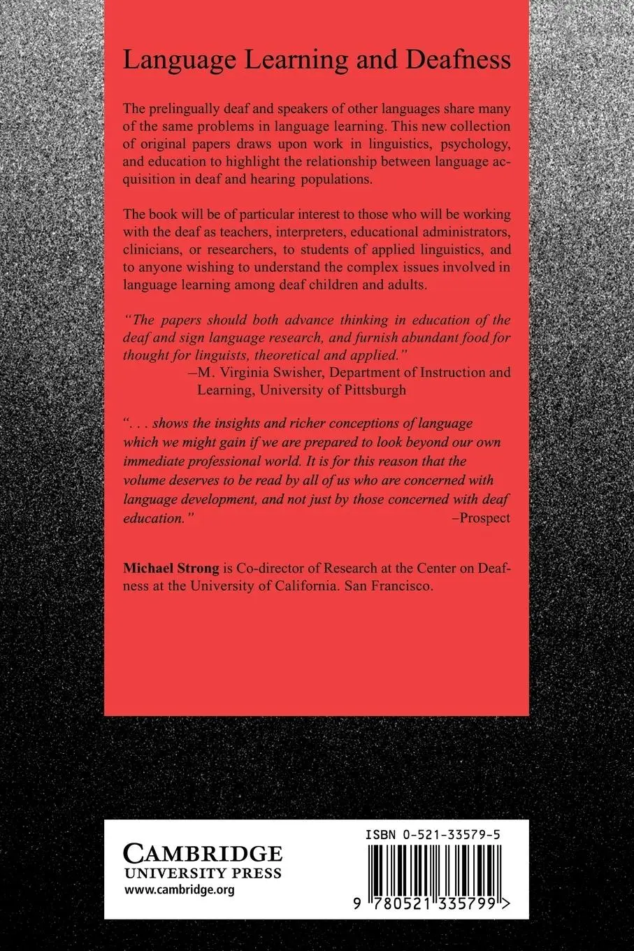 Rückseite: 9780521335799 | Language Learning and Deafness | Michael Strong (u. a.) | Taschenbuch