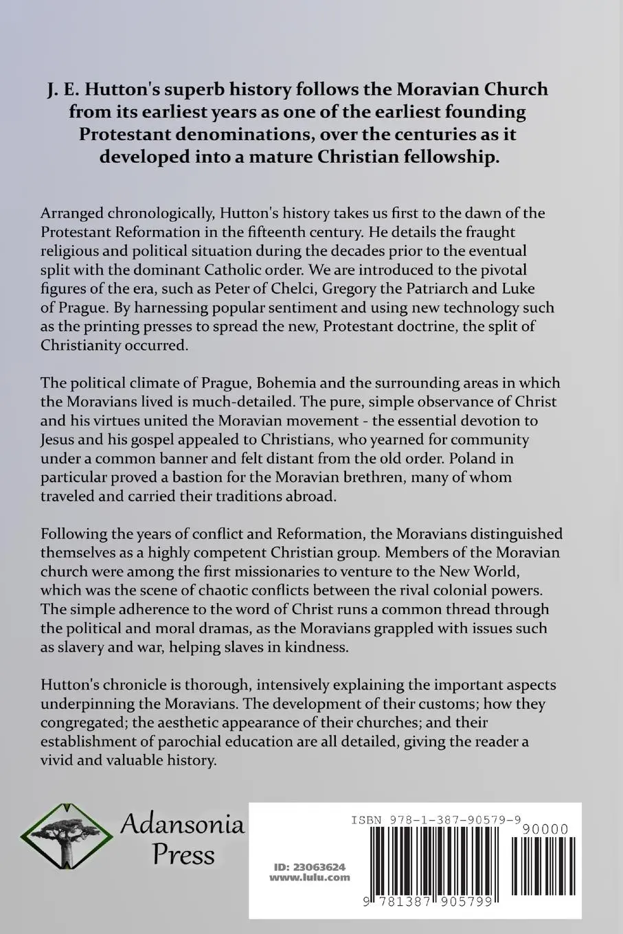 Rückseite: 9781387905799 | A History of the Moravian Church | J. E. Hutton | Taschenbuch | 2018