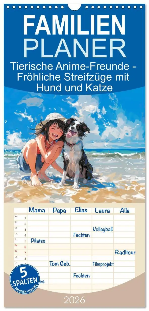 Cover: 9783516495799 | Familienplaner 2026 - Tierische Anime-Freunde - Fröhliche...