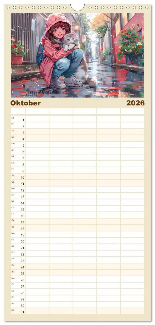 Bild: 9783516495799 | Familienplaner 2026 - Tierische Anime-Freunde - Fröhliche...