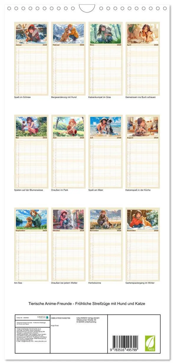 Bild: 9783516495799 | Familienplaner 2026 - Tierische Anime-Freunde - Fröhliche...