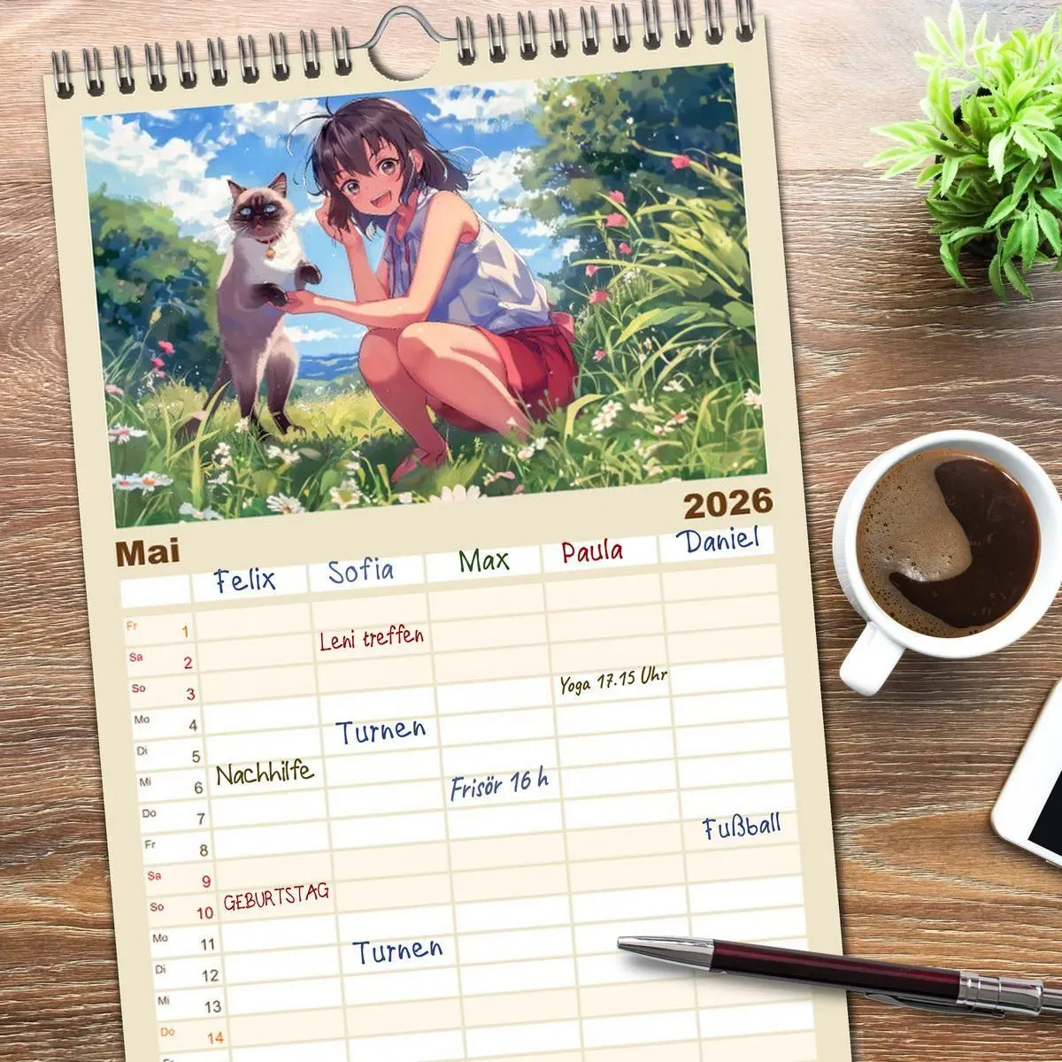 Bild: 9783516495799 | Familienplaner 2026 - Tierische Anime-Freunde - Fröhliche...