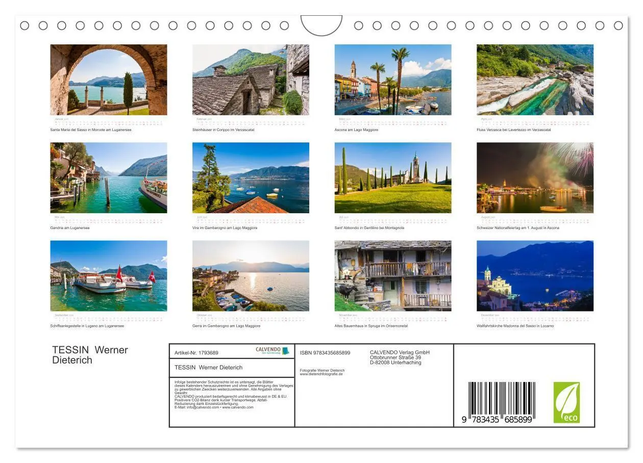 Bild: 9783435685899 | TESSIN Werner Dieterich (Wandkalender 2025 DIN A4 quer), CALVENDO...
