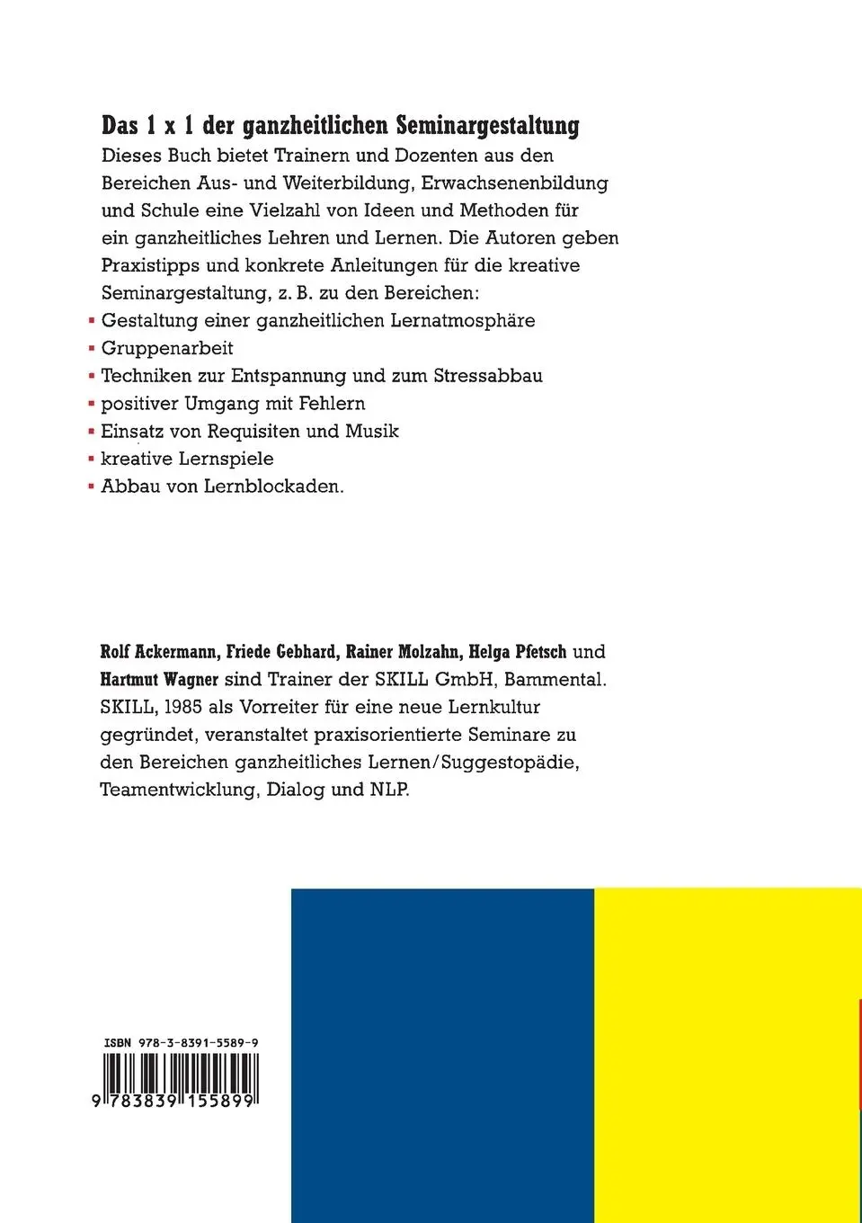 Rückseite: 9783839155899 | Seminare lebendig gestalten | Kreativ lehren und lernen | Taschenbuch