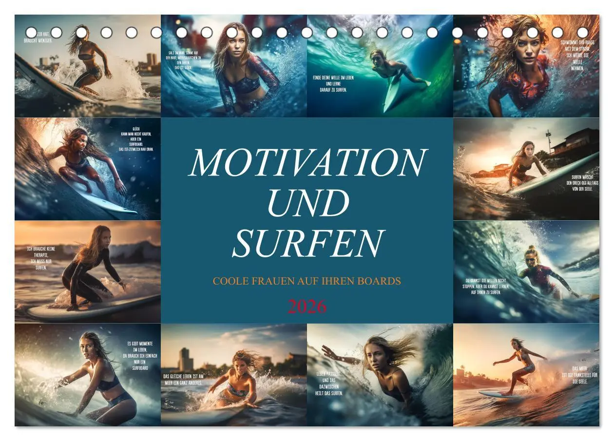Cover: 9783457525999 | Motivation und Surfen (Tischkalender 2026 DIN A5 quer), CALVENDO...
